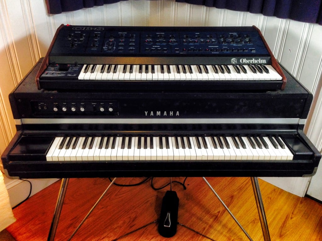 Yamaha CP-70 and Oberheim OB-8.