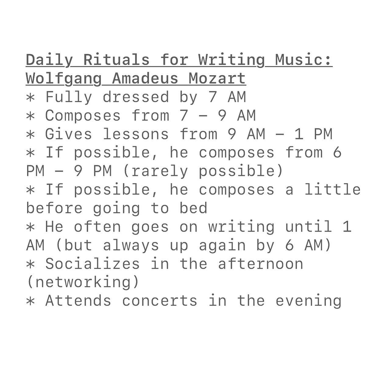 Mozart's Daily Ritual